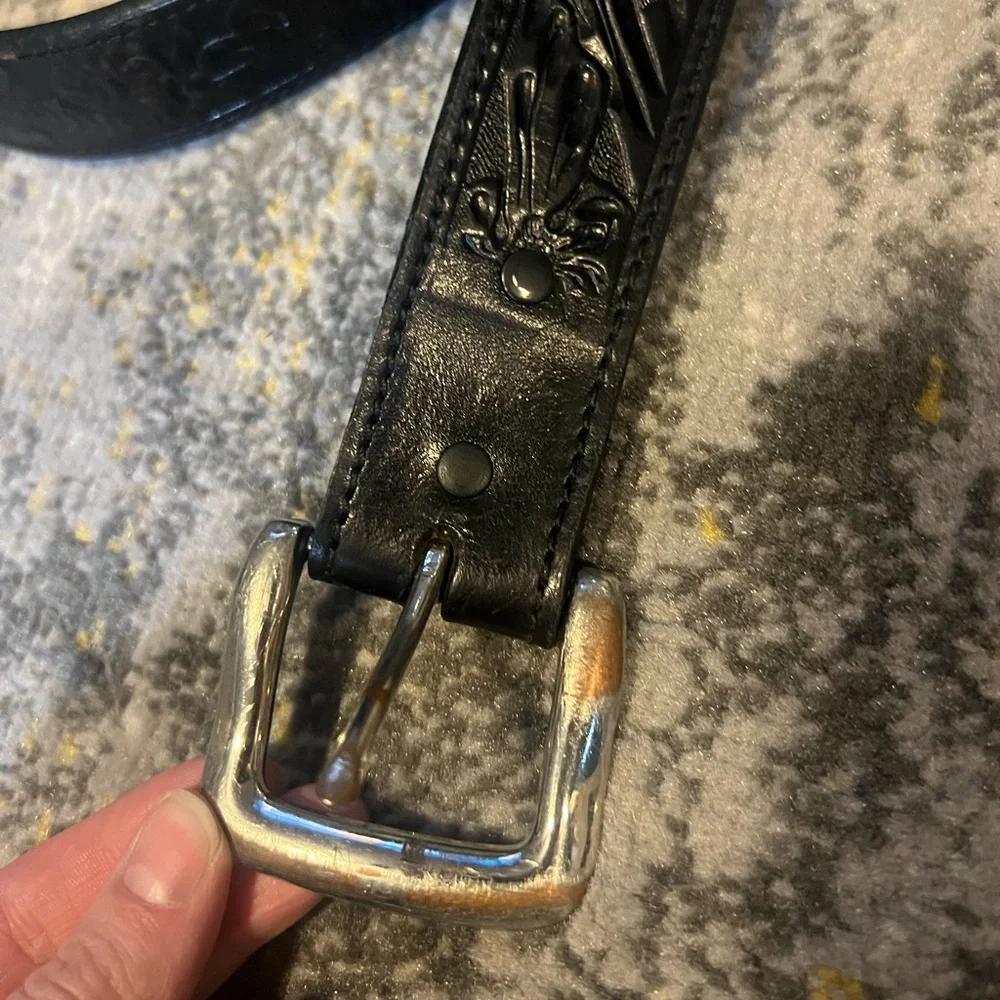 Resistol Elegant Black Embossed Western Leather Belt
